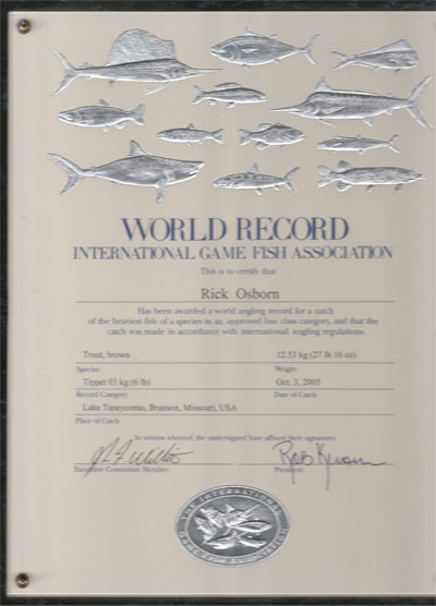 Award Plaque for World Record from I.G.F.A.