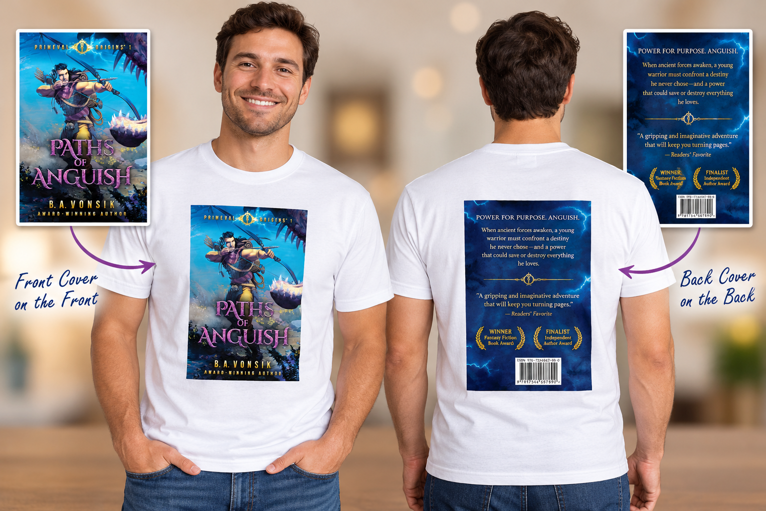 Outskirts Press custom T-shirt featuring a published book cover