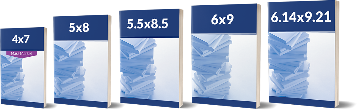 Paperback and hardback trim sizes available for fiction books