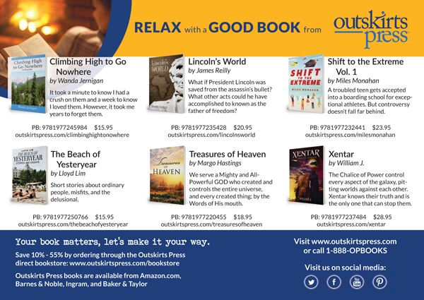 Outskirts Press Bookmarks Magazine Co-Op Ad for Self Publishing Authors.