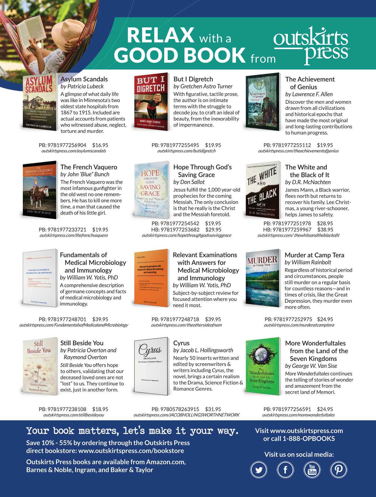 Outskirts Press Publishers Weekly Magazine Co-Op Ad for Self Publishing Authors.