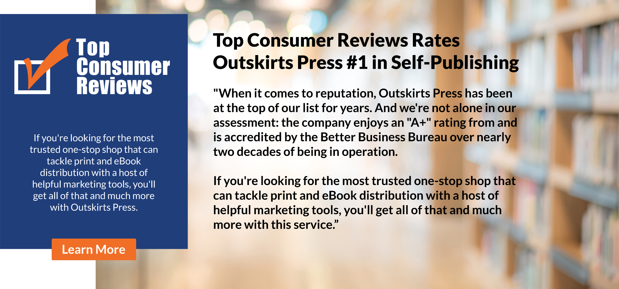 Top Consumer Reviews rates Outskirts Press number one in self-publishing