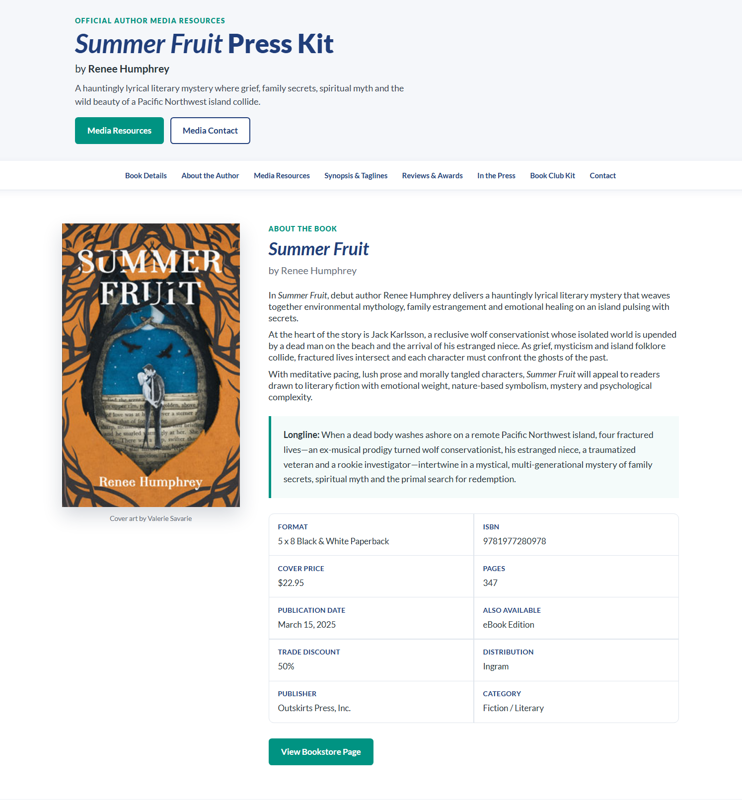 Example book and author overview in an Outskirts Press Digital Press Kit