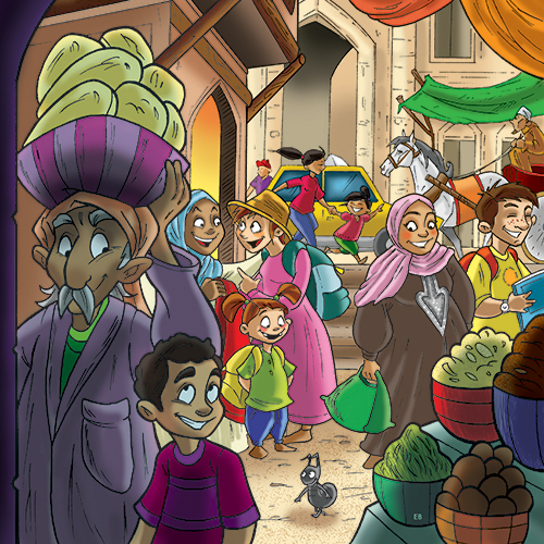 Detailed cartoon custom book illustration